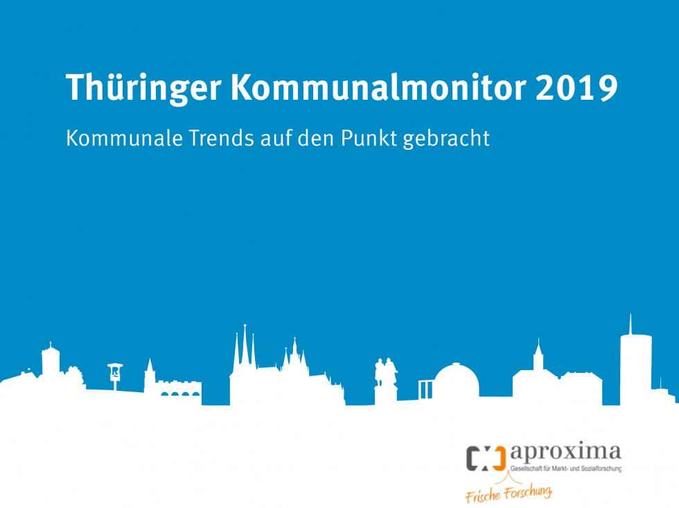 Thüringer Kommunalmonitor 2019 (eine Grafik zeigt die Silhouette Thüringer Sehenswürdigkeiten mit dem Schriftzug Thüringer Kommunalmonitor).